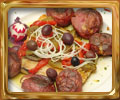Bacalhau (charcoal-grilled salted cod, smashed potatoes, peppers and onions)